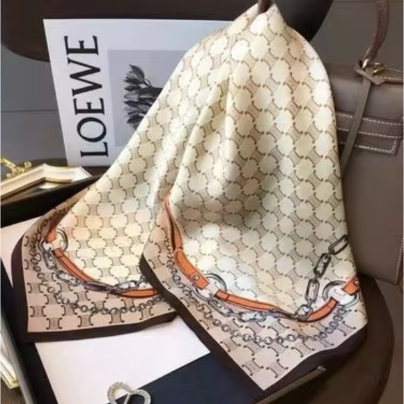 100% Pure Silk Satin Scarf High-Quality - Square Scarves. Bag Wrist/Scarf - Picture 3 of 5